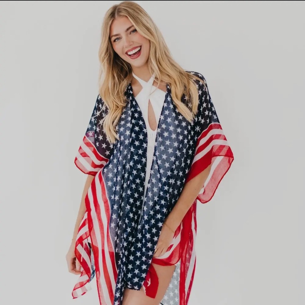 American Flag Kimono Cover-Up